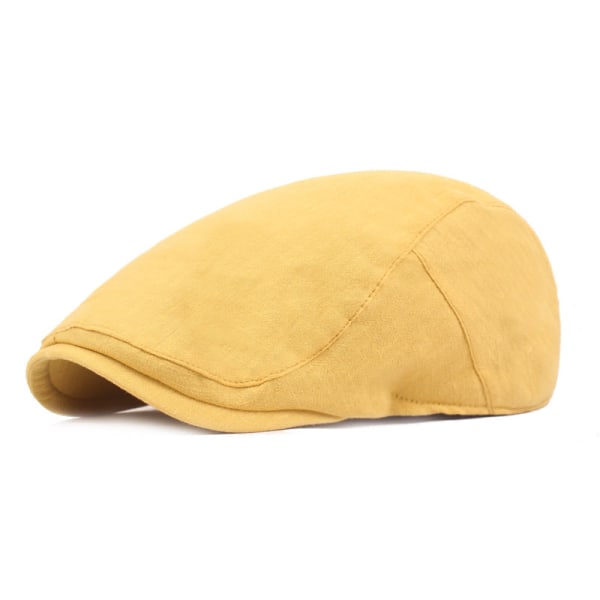 Baskerhatt Japansk och koreansk Peaked Cap Konstnärlig Youth Advance Hattar Dammössa Nostalgisk Retro Basker Dam Monokrom hatt Egg yellow M（56-58cm）