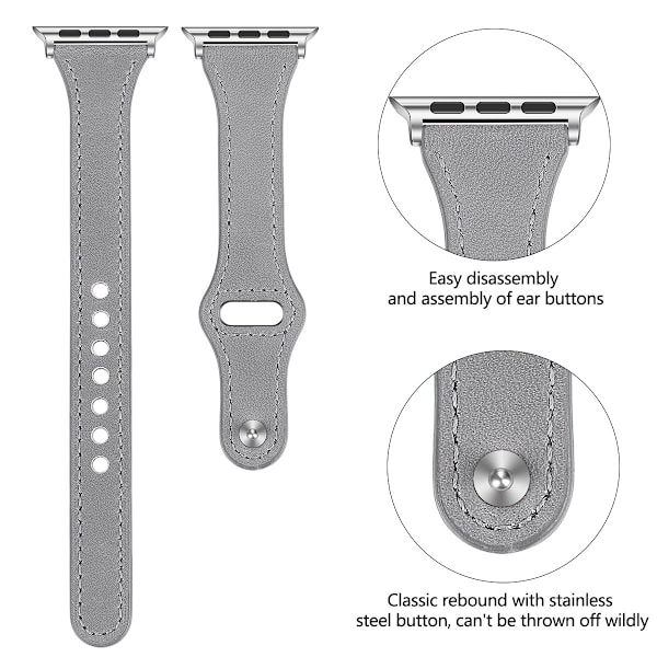 Klockarmband för Apple Watch iWatch 38/40/41/42mm liten urtavla mörkgrå