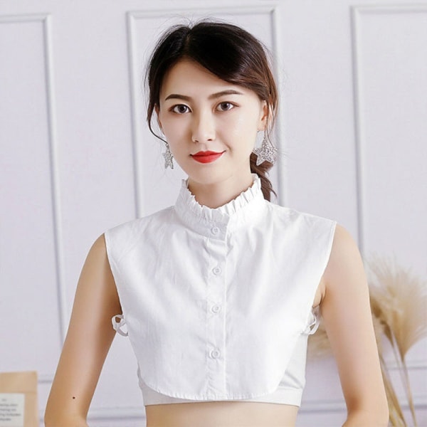 Kvinders falsk krave Aftagelig halv St Shirt Koreansk blonde Hvid Sort Vinrød Stand Collar 4/cotton cloth