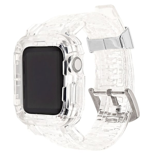 Klockarmband för Apple Watch iWatch 38/40/41mm gelé transparent, förlängd version, med stålring