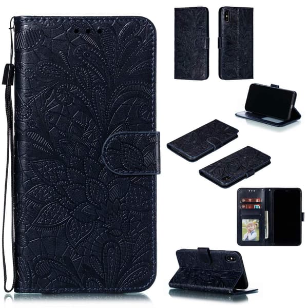 Etui til Samsung S30 PLUS/S21 PLUS sort Præget Blonde Blomst Læder Klap Wallet Black