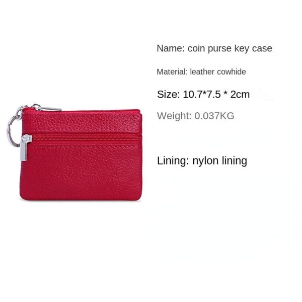 Creative Key Holder Myntväska i äkta läder Multifunktionellt busskortspaket Myntväska Red