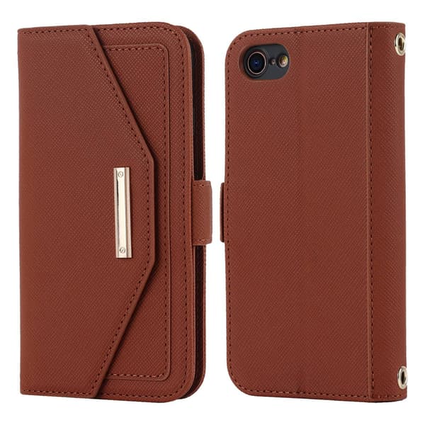 Etui til iPhone15 brun ve cross grain wallet læder