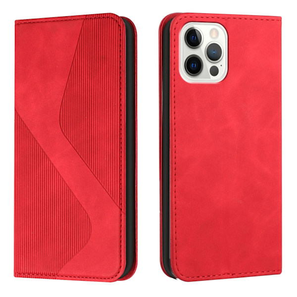 Etui til iPhone 14 Pro Max rød kortholder pung type magnetisk læder med hudfornemmelse