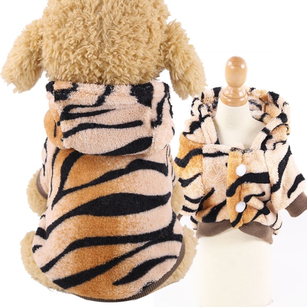 Lemmikkien vaatteet syksyn ja talven uudet flanellinapit Hooded two-legged tiger S