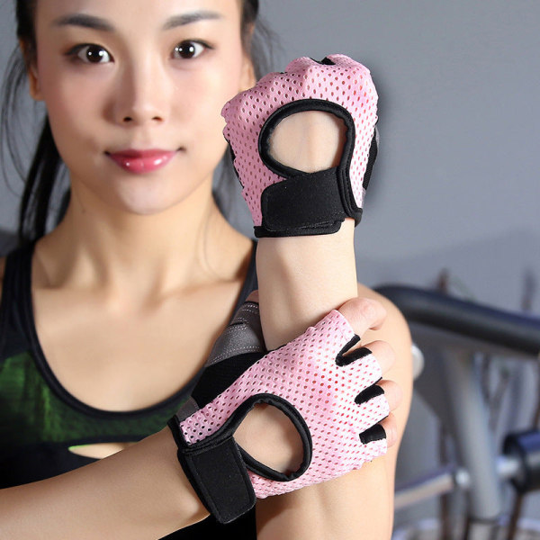 Kvinnor Män Cykelhandskar Fitness Yogautrustning Träning Anti-Cocoon Anti-Slip Pink L