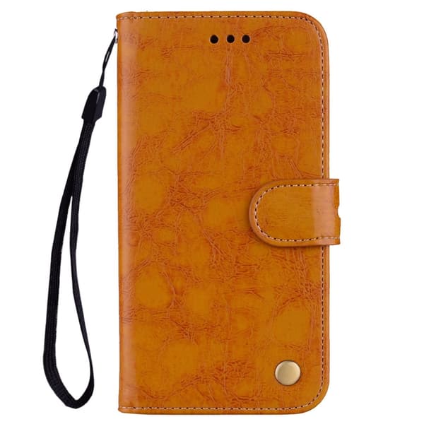 Etui til iPhone 14 orange vokset læder retro stil vokset