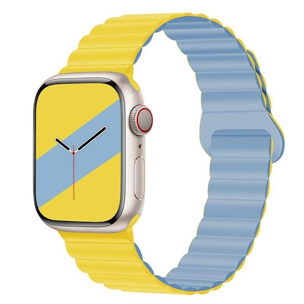 Kellon ranneke Apple Watch iWatch S10 42MM vaaleankeltainen ja utuinen sininen