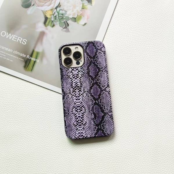 Etui til iPhone 17 Lilla Python Mønster Halv-cover Hård Varmeafledning