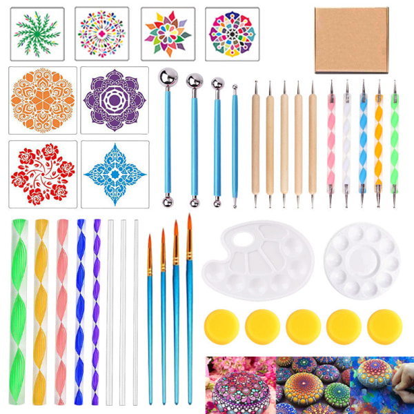 41 stykker Mandala Malerværktøj Sæt DIY Dotting Stick