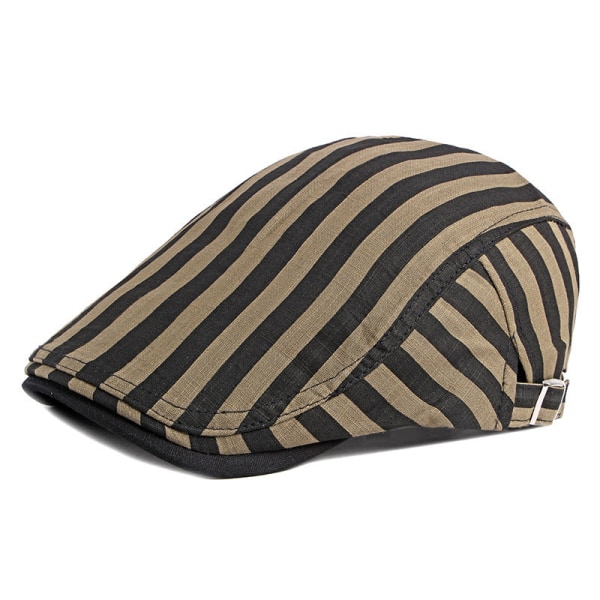 Beret Hat 2022 Spring Summer Tynn pustende stripete Casual caps Dark Khaki Average Size