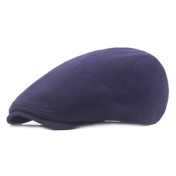 Baskerhatt Baskerhatt med cap i ylle för män och kvinnor Konstnärlig retro cap Solhatt Casual Back elastic navy blue Adjustable