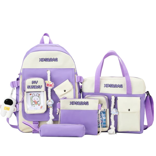 Lasten lasten reppu toddler koululaukku Kevyt, hengittävä tulitikkusarja, suuri kapasiteetti Purple pendant
