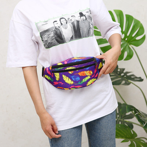 Fanny Pack Löpbälte Midjeväska Organizer Utomhus Fritid Tryck Tättslutande Purple