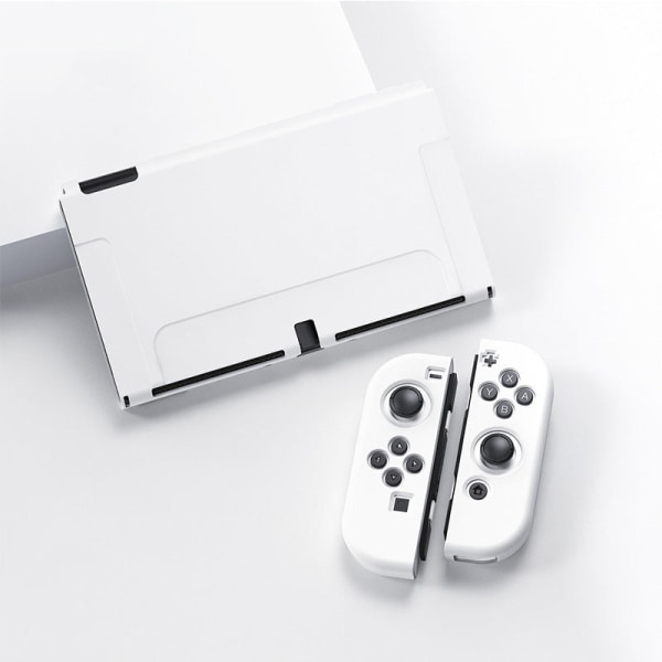 För Switch OLED- case All-inclusive TPU Mjukt case Frostade Färgglada skal Personlighet White