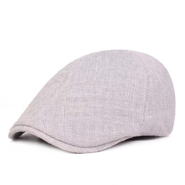 Beret lue Bomull og lin Beret menn og kvinners topphette Advance hatter Outdoor Tourist Hat Monokrom Beret light grey L（58-60cm）