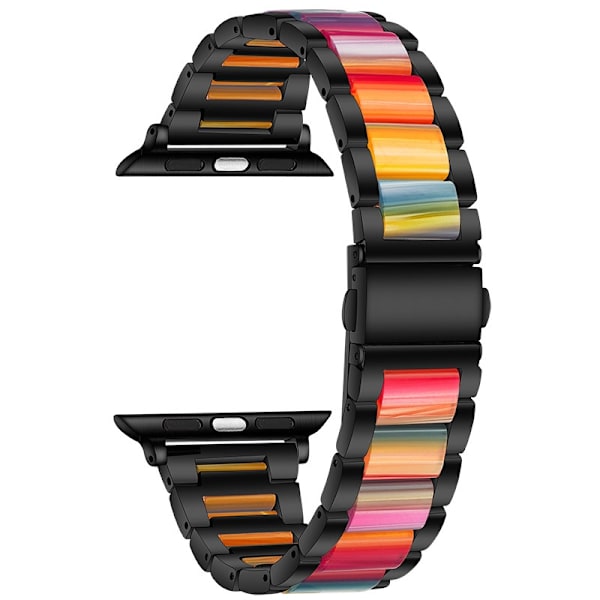 Kellon ranneke Apple Watch iWatch 38-40-41MM musta + sateenkaarihartsi