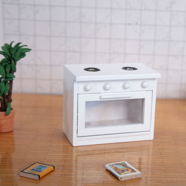 Miniaturemøbler Legetøj Dukkehus DIY dekorationstilbehør Mini gaskomfur 1:12 White