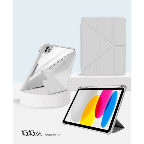 Etui til iPad 2017/2018 9.7\" Granny Grå Foldbart Læder Variabelt Spænde