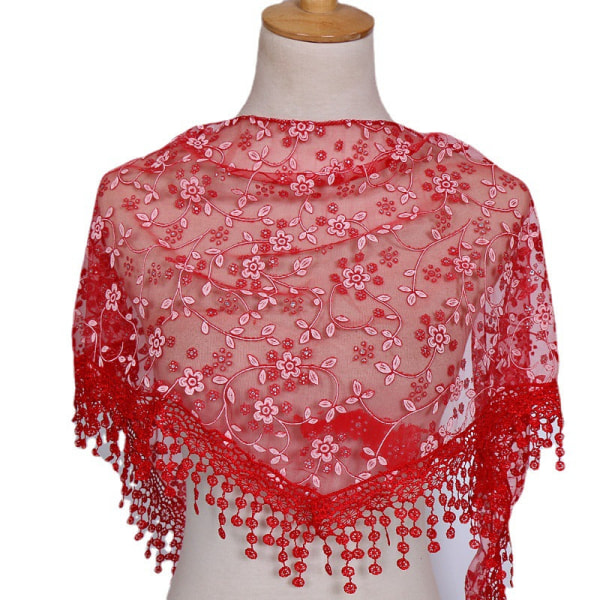 Dametørklæde sjal 2022 forår og efterår Blomsterblonde åndbar hul ud 1# Pink 150-40cm