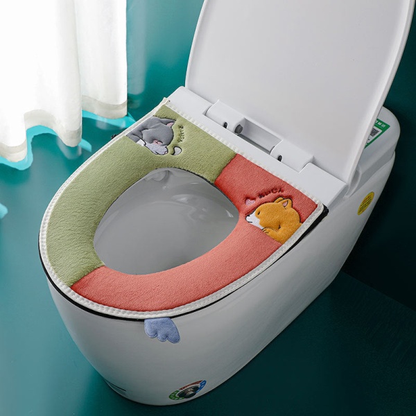 3 stk. Toiletsædebetræk Puder til husholdningsbrug Vandtæt universal lynlåsvasker varmebånd Puppy Green Red