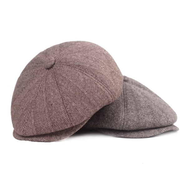 BERET Hat Hatte til ældre Mænds sildebens vinterhat Midaldrende og ældre Topkatte fortykkede øreklapper Advance Hatte Gammel hat Brown XL(60cm)