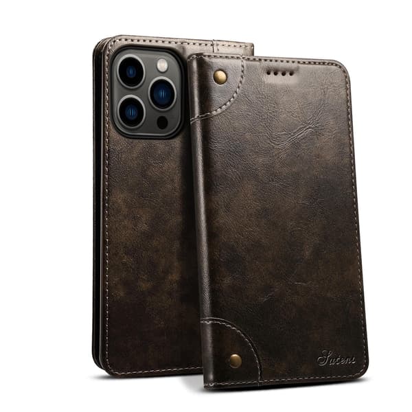 Etui til iPhone16 BLK sort læder kortholder flip magnetisk