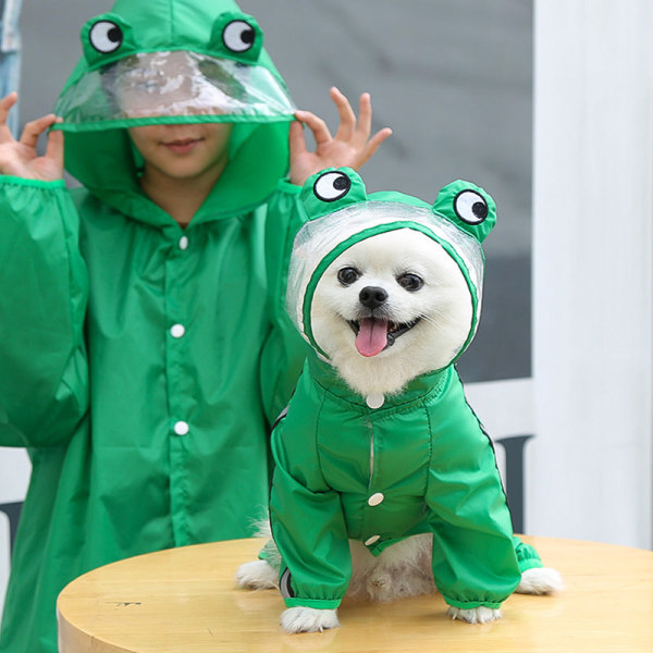 Lemmikkieläinten vaatteet Nelijalkainen sadetakki ulkokäyttöön, vedenpitävät tarvikkeet Green Frog 4xl