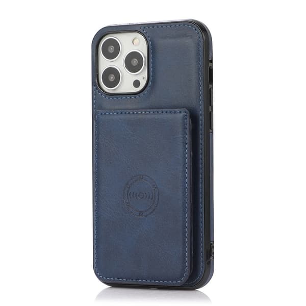 Fodral för iPhone 14 blått läder kortplats magnetisk plånbok