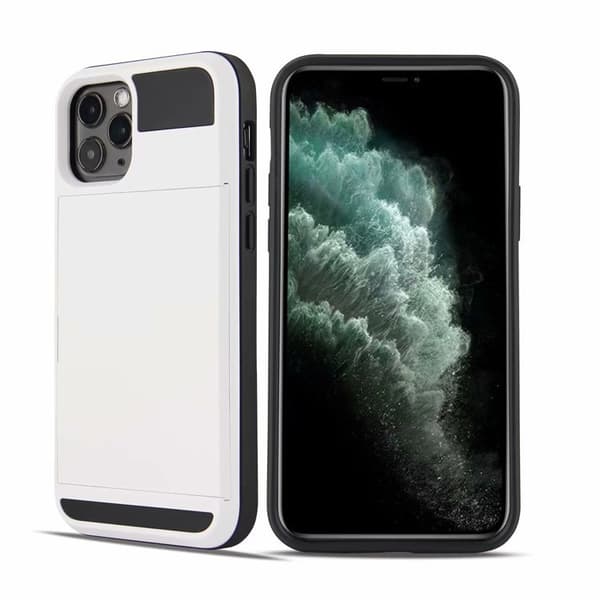 Fodral för iPhone 14pro vit skjutbart kortfack 2 i 1 hållare plånbok