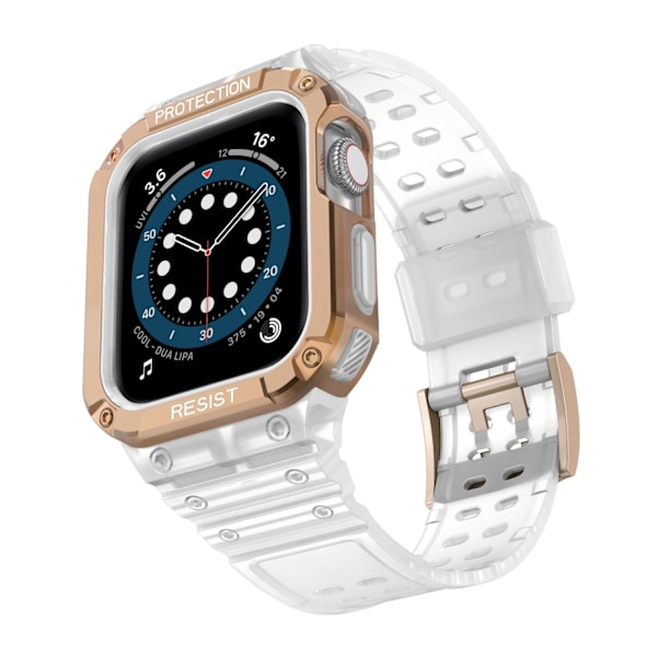 Klockarmband för Apple Watch iWatch Frostat transparent + roséguldfärgad ram 38/40/41mm