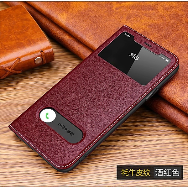 Etui til iPhone 13PRO MAX rødt læder mode sugekop vindue multi funktion