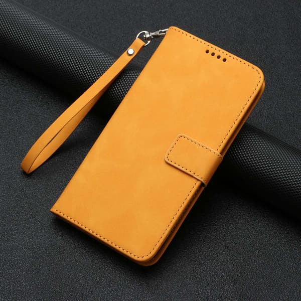 Fodral för iPhone 14 Pro gul solid kortplats flip läderställ plånbok