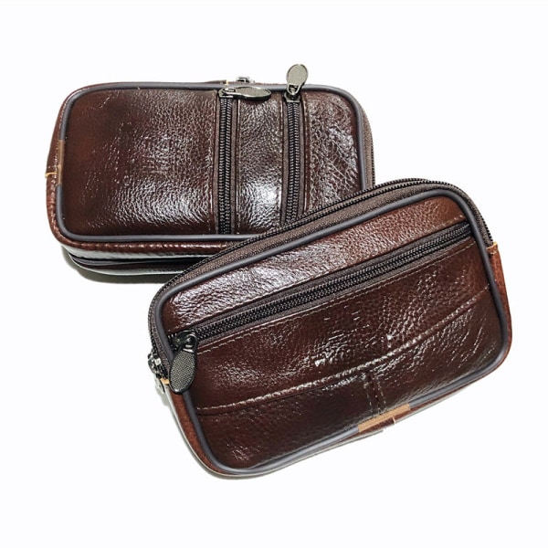 Mænd kvinder Fanny Pack taljetaske Mobiltelefon Mænds fortykket autentisk læderbælte Mobiltelefon [Thick top layer leather] Vertical