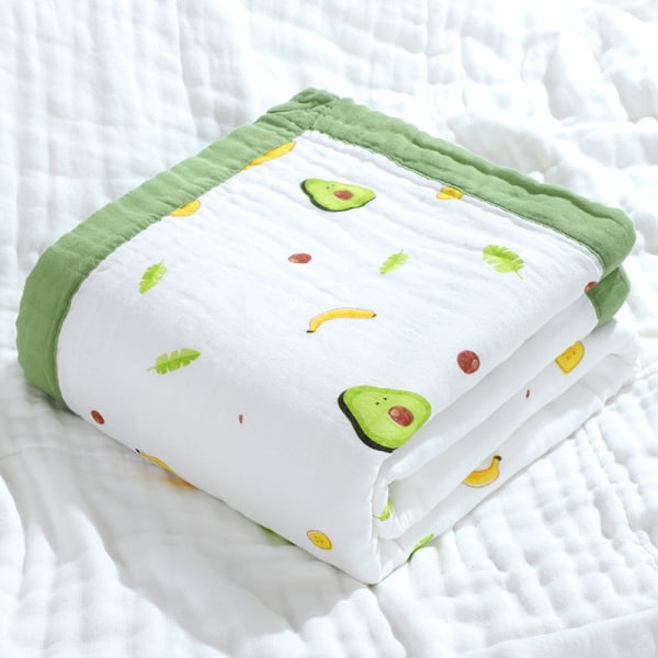 Børns seks lag ren bomuldsgaze badehåndklæde dækkende tæppe Babys tæppetæppe Avocado 110*110cm