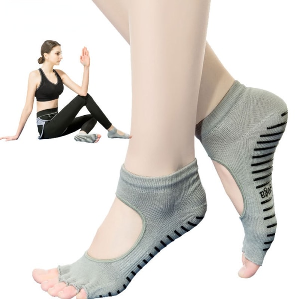 5 par tåsokker dame silikon sklisikker yoga pilates sokker, bomull flerfarget valgfritt 1 Average Size