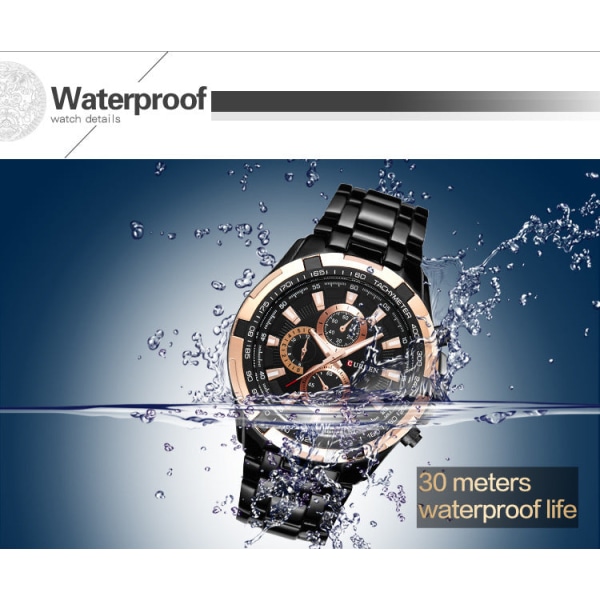 Miesten muoti Business Watch Quartz vedenpitävä watch MZMW-8023 Rose gold shell Black