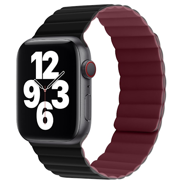 Kellon ranneke Apple Watch iWatch 38/40/41/42mm musta viininpunainen