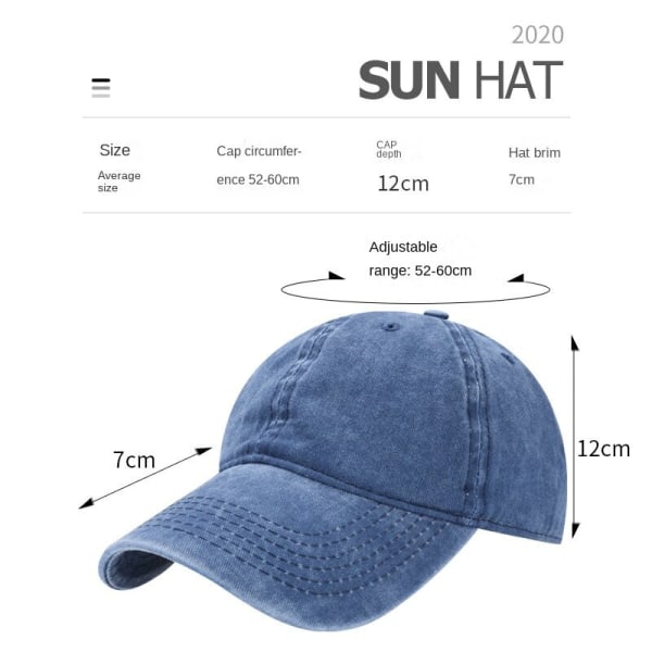 Baseball Cap Outdoor Denim Sunshade peaked cap retro solhatt myk topp Water Blue Adjustable