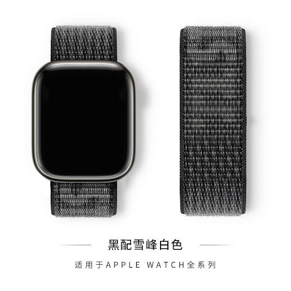 Kellon ranneke Apple Watch iWatch 38/40/41/42mm NK musta lumihuippu valkoinen