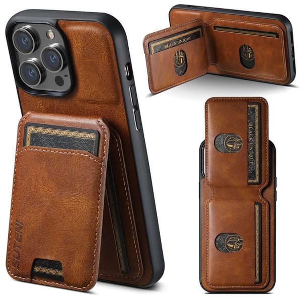Etui til iPhone16e H02 brunt kortholder skinn
