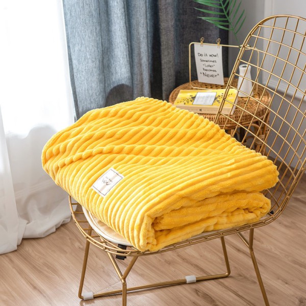 Milk Velvet Tæppe Sommer Tæppe Tynd Nap Tæppe Aircondition Tæppe Håndklæde Tæppe Flanell Yellow 100*120cm