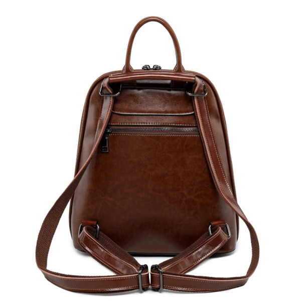 Kvinder pige rygsæk skuldertaske skoletaske Læder Oil Wax Kohud Vintage  skoletaske Brown 8b71 | Brown | Fyndiq