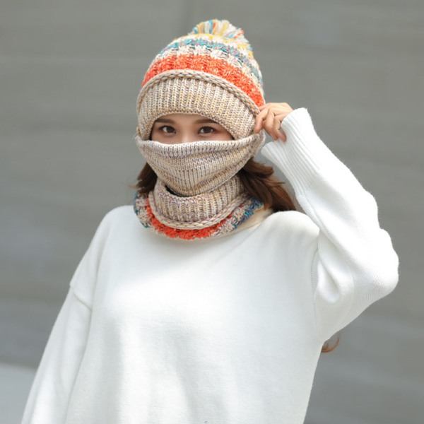 Varm vinterstickad mössa i cap Dam höst och vinter i koreansk stil  utomhusmask Scarf unisex Gray M 6208 | Gray | M | Fyndiq