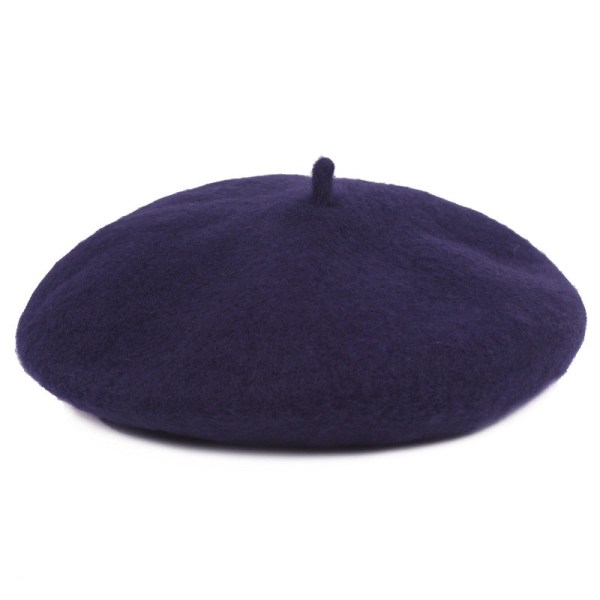 Beret Hat Ull Beret Kvinners Peaked Cap Høst Vinter Hat Peaked Cap Ulllue Navy blue Adjustable