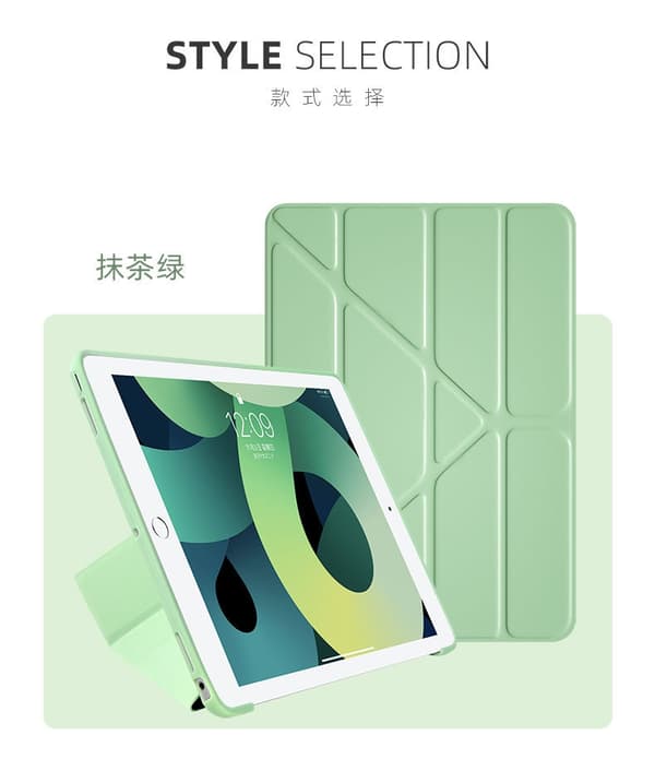 Etui til iPad Pro 2022 10 Matcha Grønn Multifunksjonell Sammenleggbar Solid Farge