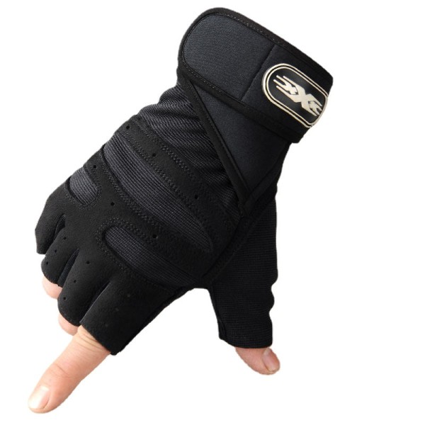 Kvinnor Män Cykelhandskar Halv Halkfri Halv Finger Sport Tyngdlyftning Utomhus black L