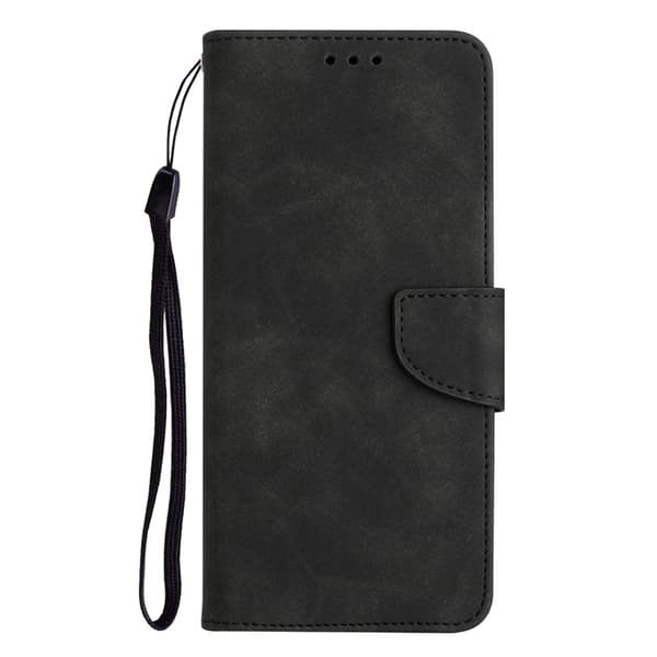 Etui til iPhone 14Pro svart solid flip-blad kortspor lær solid hudfølelse spenne
