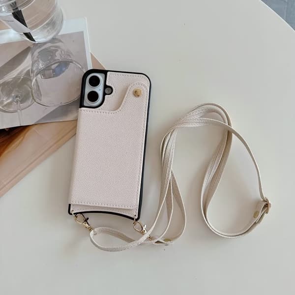 Fodral för iPhone 13 Pro vit crossbody fishtail multi card solid full anti fall sticker