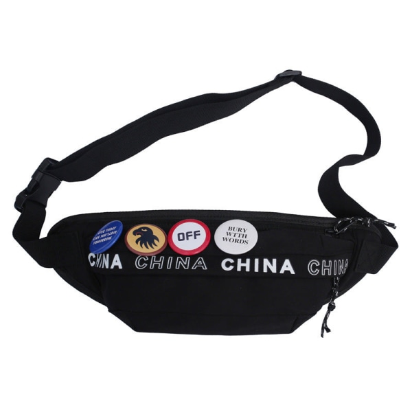 Menn kvinner Fanny Pack Midjeveske Student Par Hip Hop Cool Reflekterende Street One Shoulder Sports Black Ribbon Medal